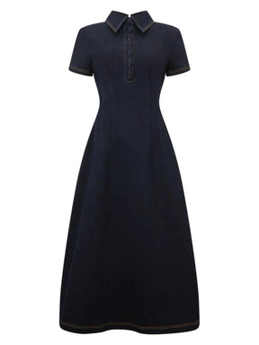 Denim Collared Midi Dress