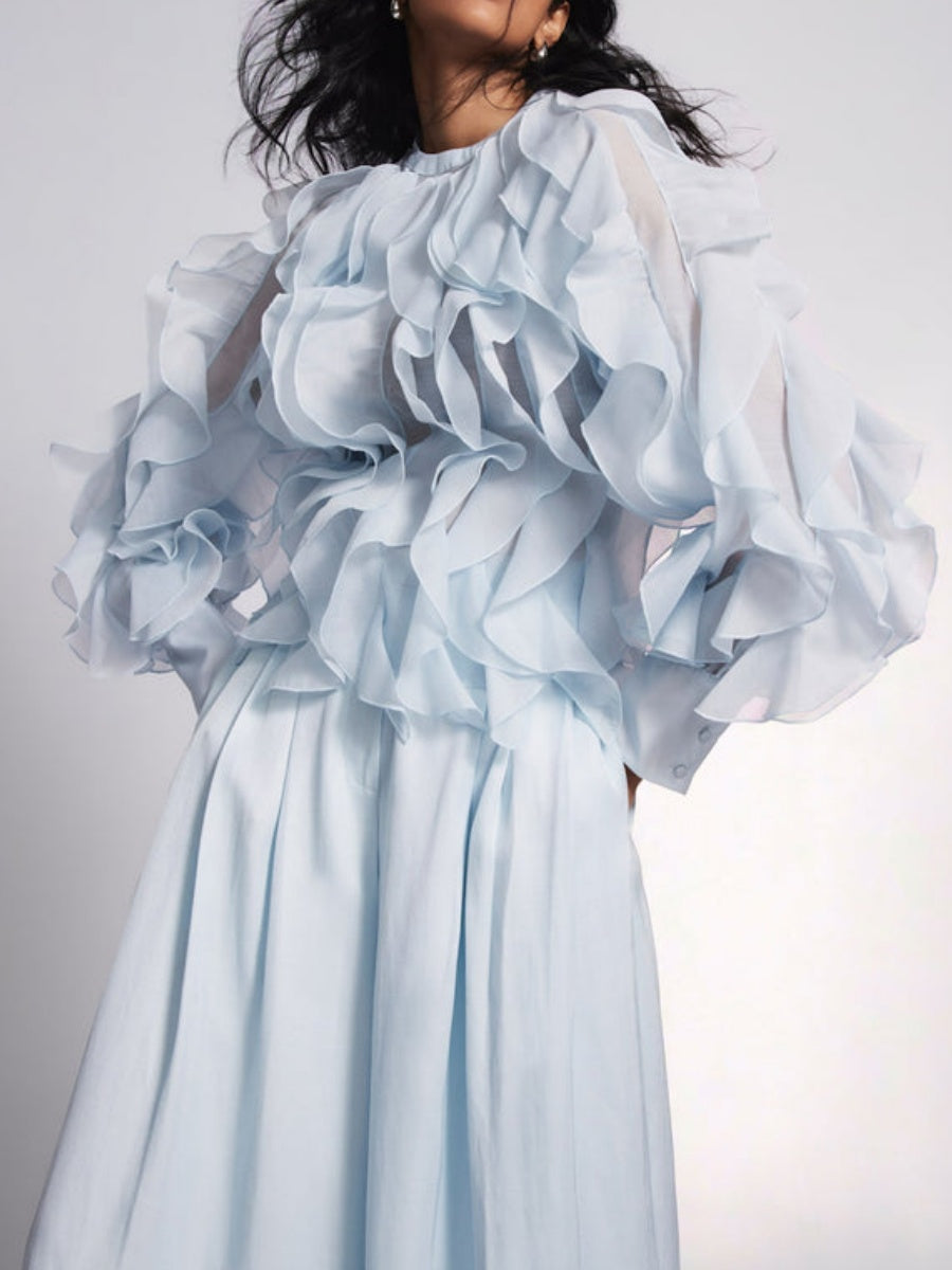 Organza Ruffle Blouse