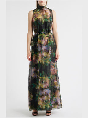 Tie Neck Organza Cocktail Dress