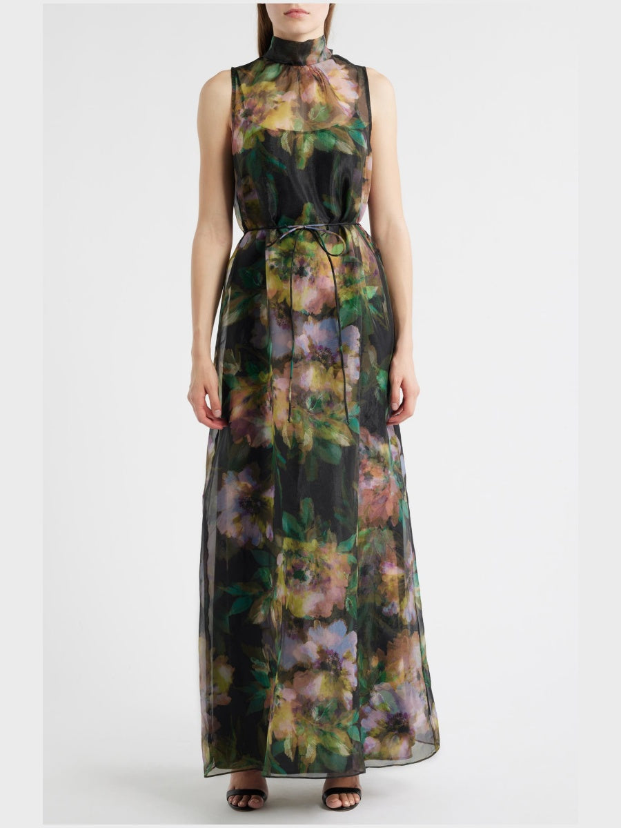 Tie Neck Organza Cocktail Dress