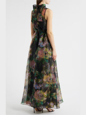 Tie Neck Organza Cocktail Dress