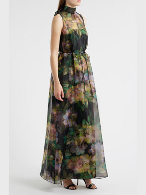 Tie Neck Organza Cocktail Dress
