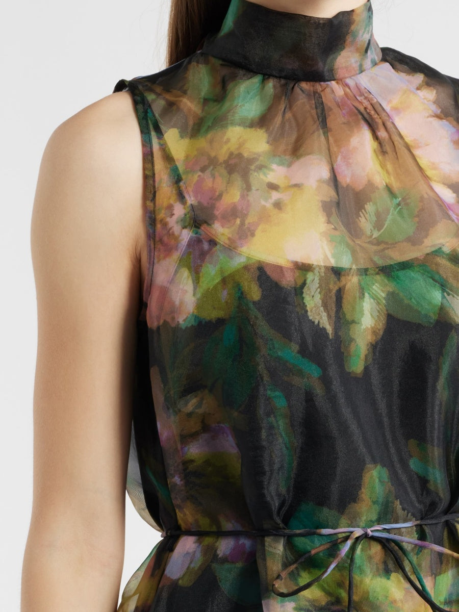 Tie Neck Organza Cocktail Dress