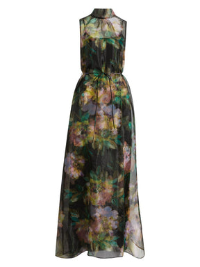 Tie Neck Organza Cocktail Dress
