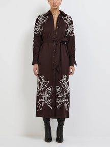 Contrast White Applique Dress