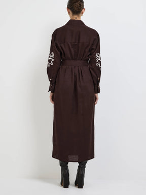 Contrast White Applique Dress
