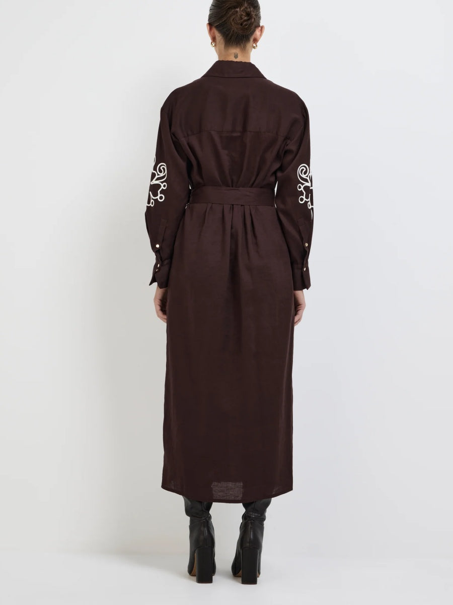 Contrast White Applique Dress