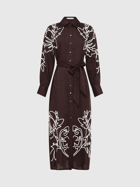 Contrast White Applique Dress