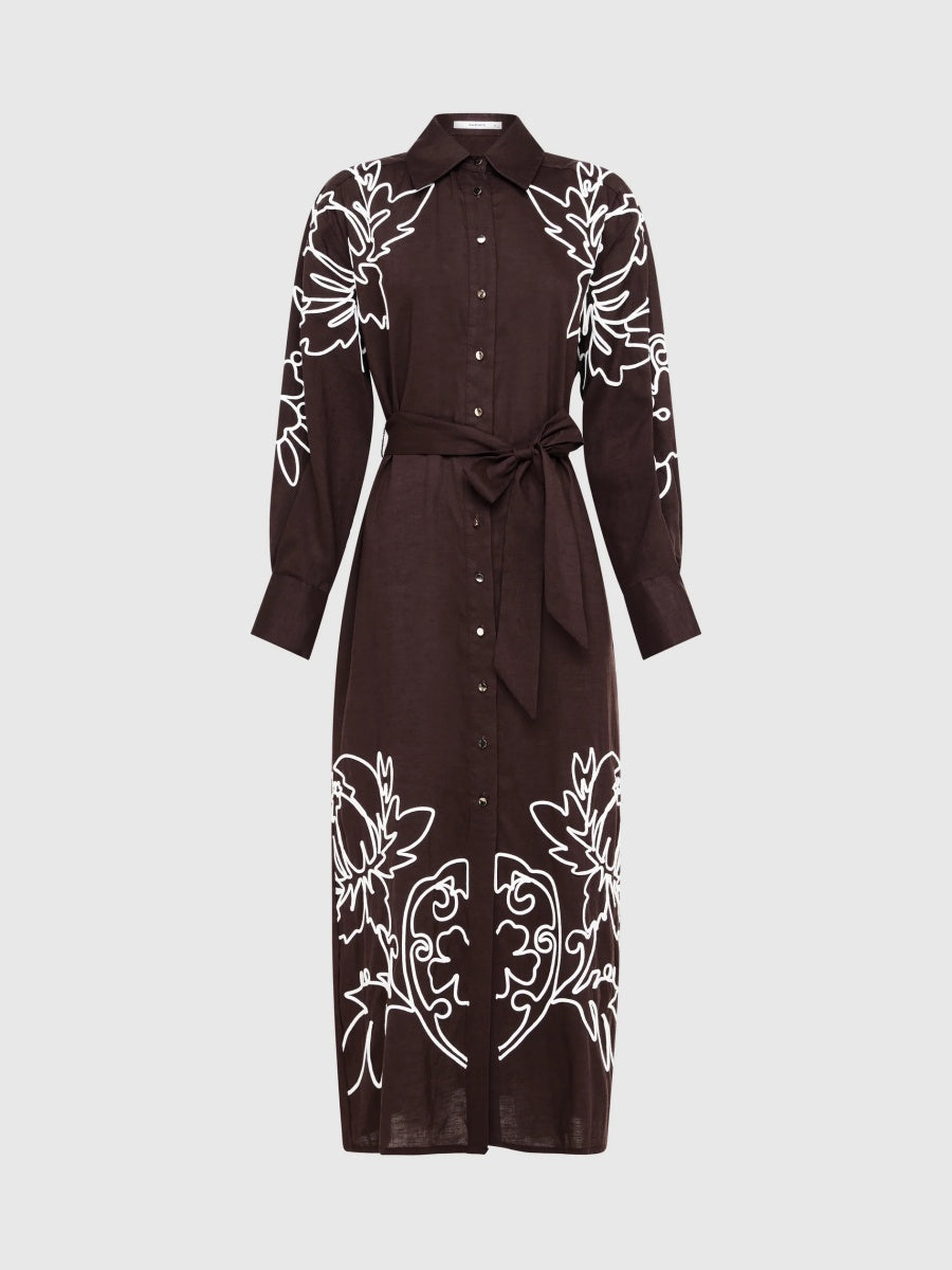 Contrast White Applique Dress