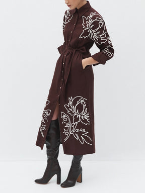 Contrast White Applique Dress