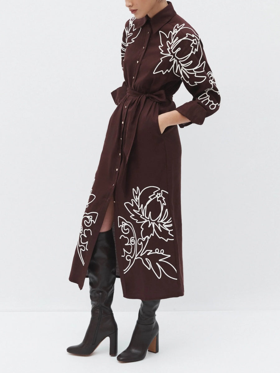 Contrast White Applique Dress