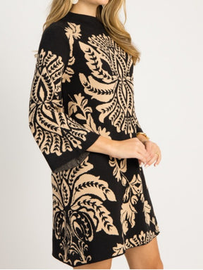 Chic Print Sweater Dress