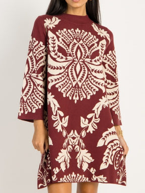 Chic Print Sweater Dress