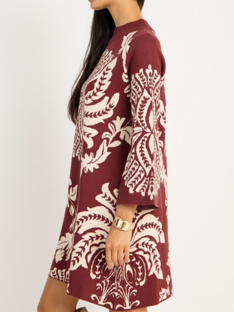 Chic Print Sweater Dress