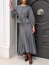Black and Taupe Gingham Maxi Skirt Set