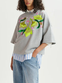 Grey Organic Cotton Sweatshirt With Sequin