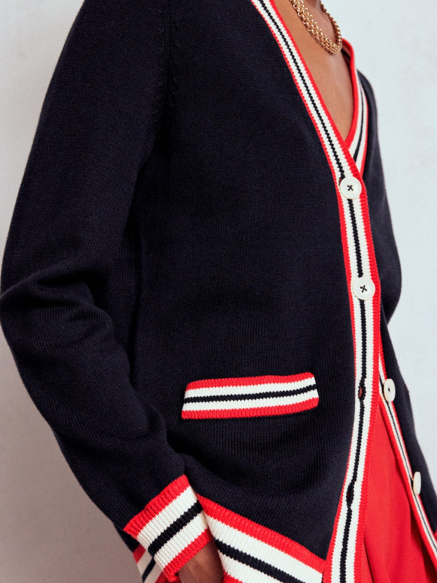 Long Cotton V-neck Cardigan