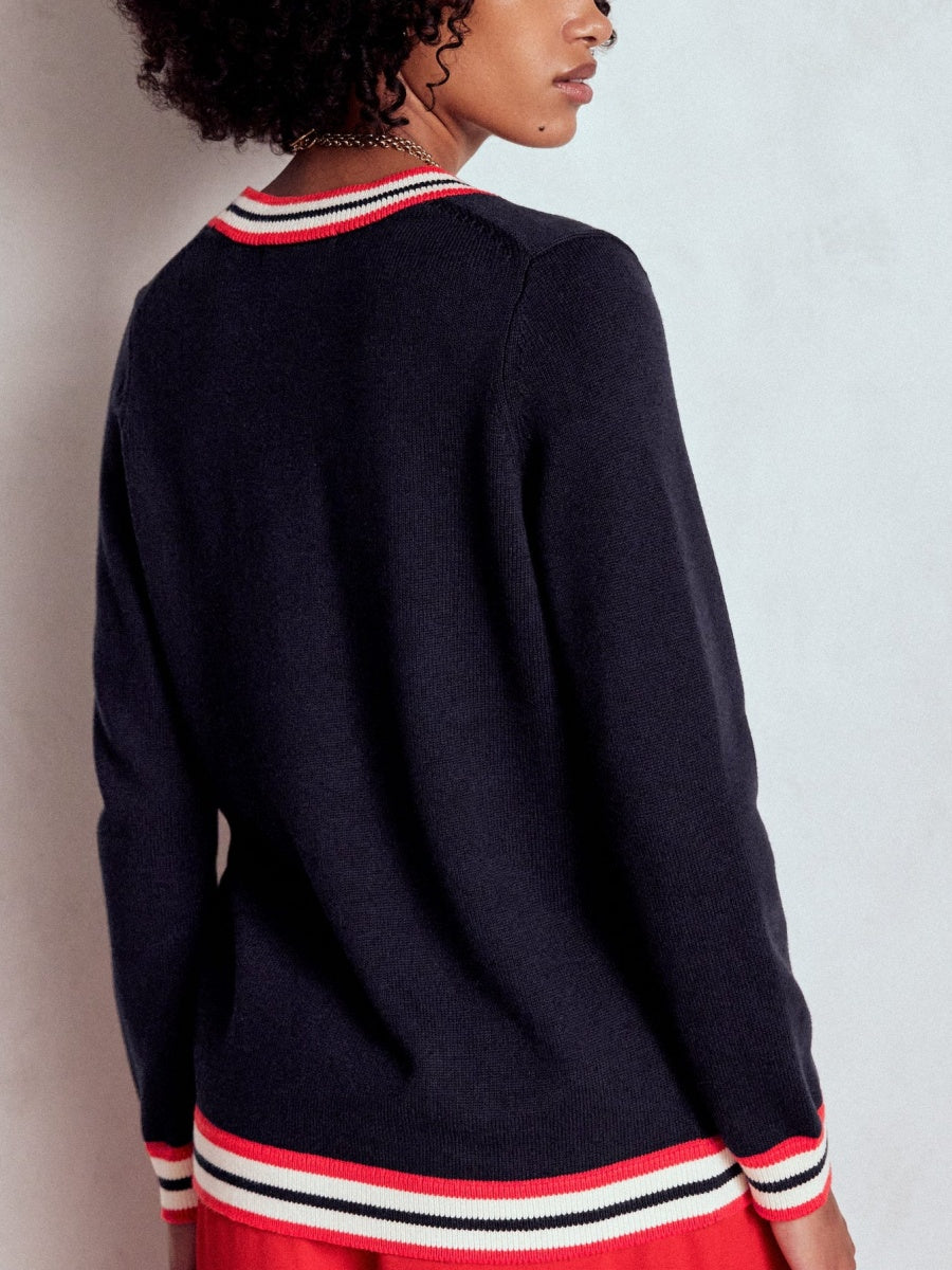 Long Cotton V-neck Cardigan