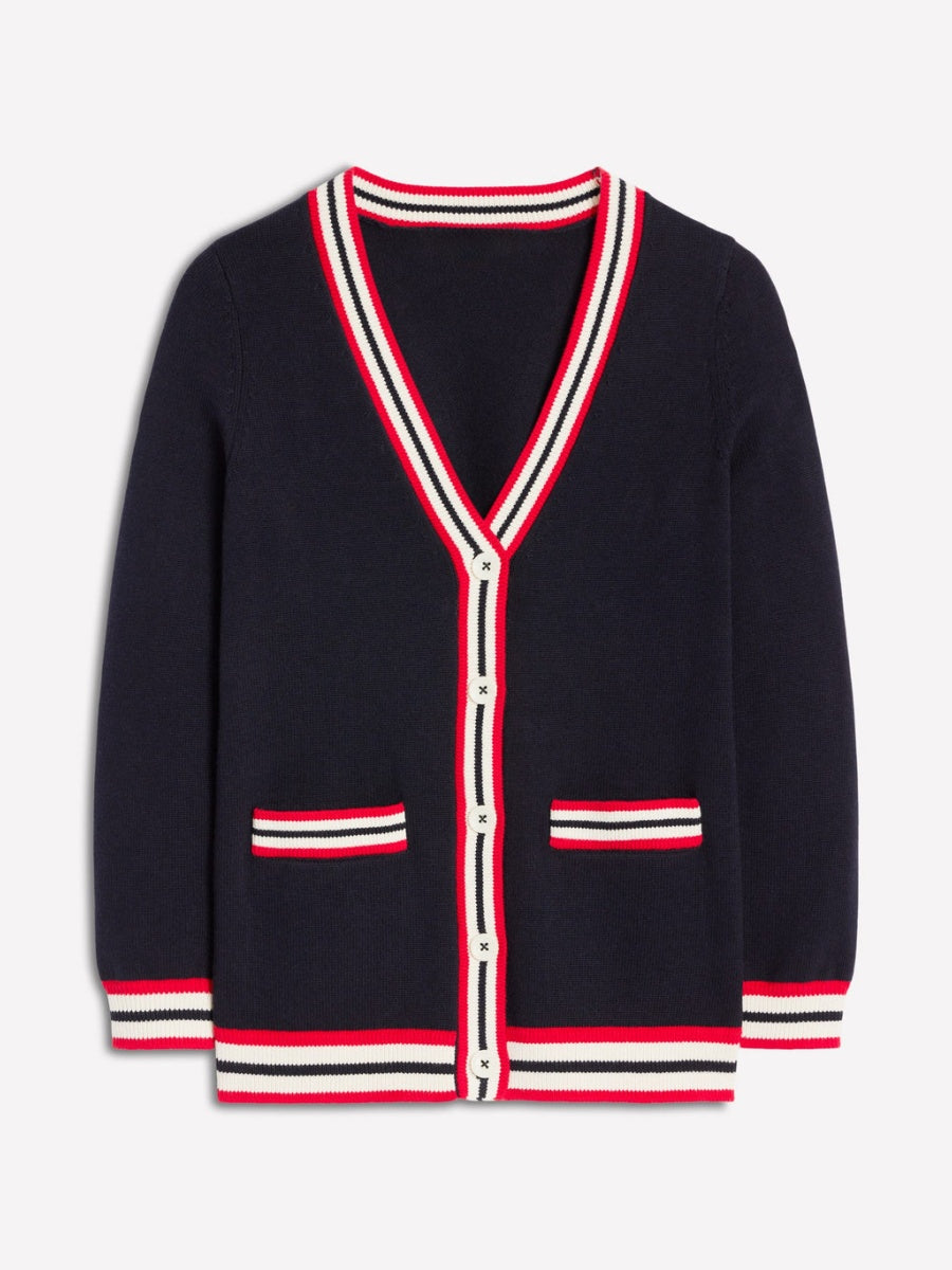 Long Cotton V-neck Cardigan