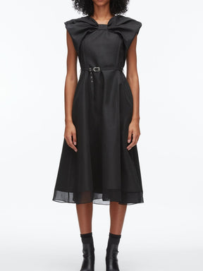 Draped Bow Dress with Belt