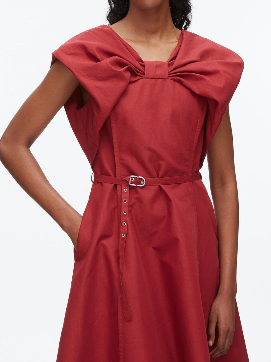 Draped Bow Dress with Belt