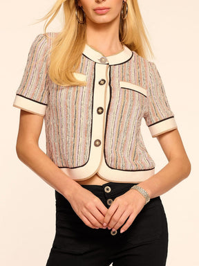 Sequin Knit Short Sleeve Jacket