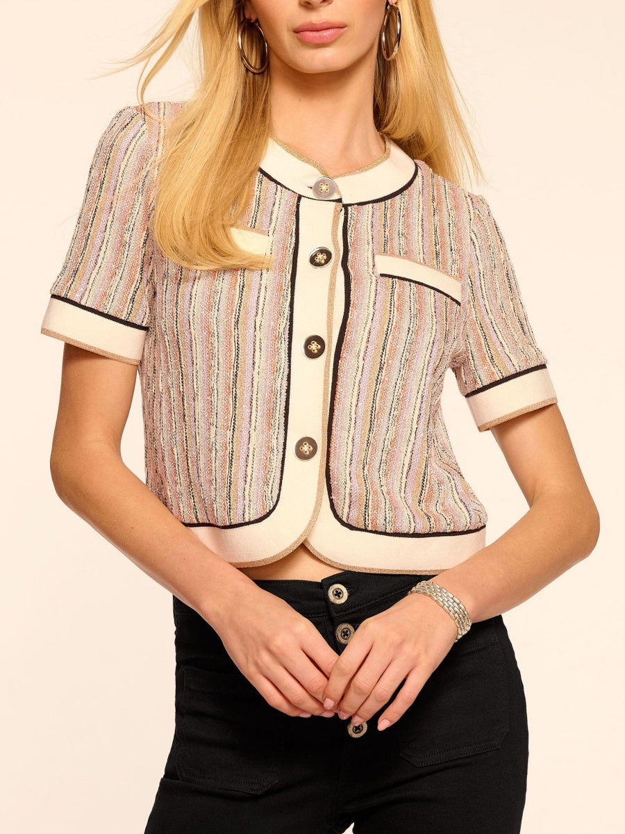 Sequin Knit Short Sleeve Jacket