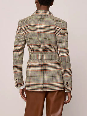 The Fitted Belted Blazer in Plaid