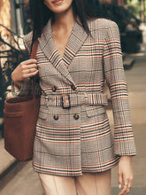 The Fitted Belted Blazer in Plaid