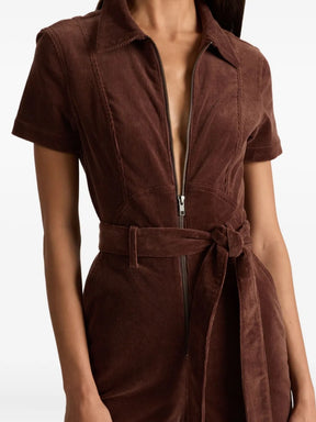 Zip-front Corduroy Jumpsuit