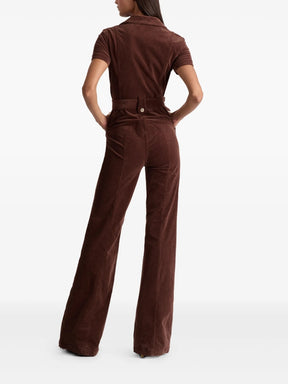 Zip-front Corduroy Jumpsuit