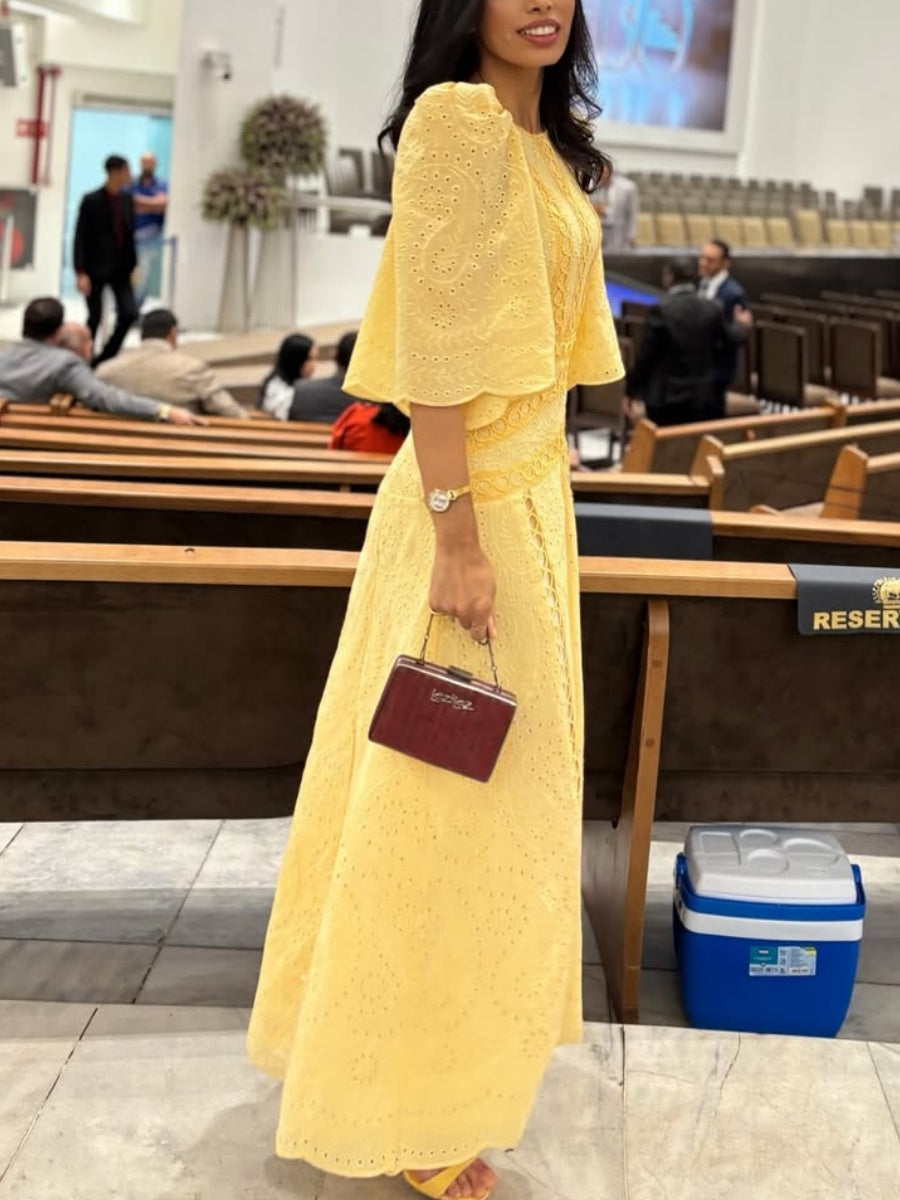 Yellow Embroidery Dress