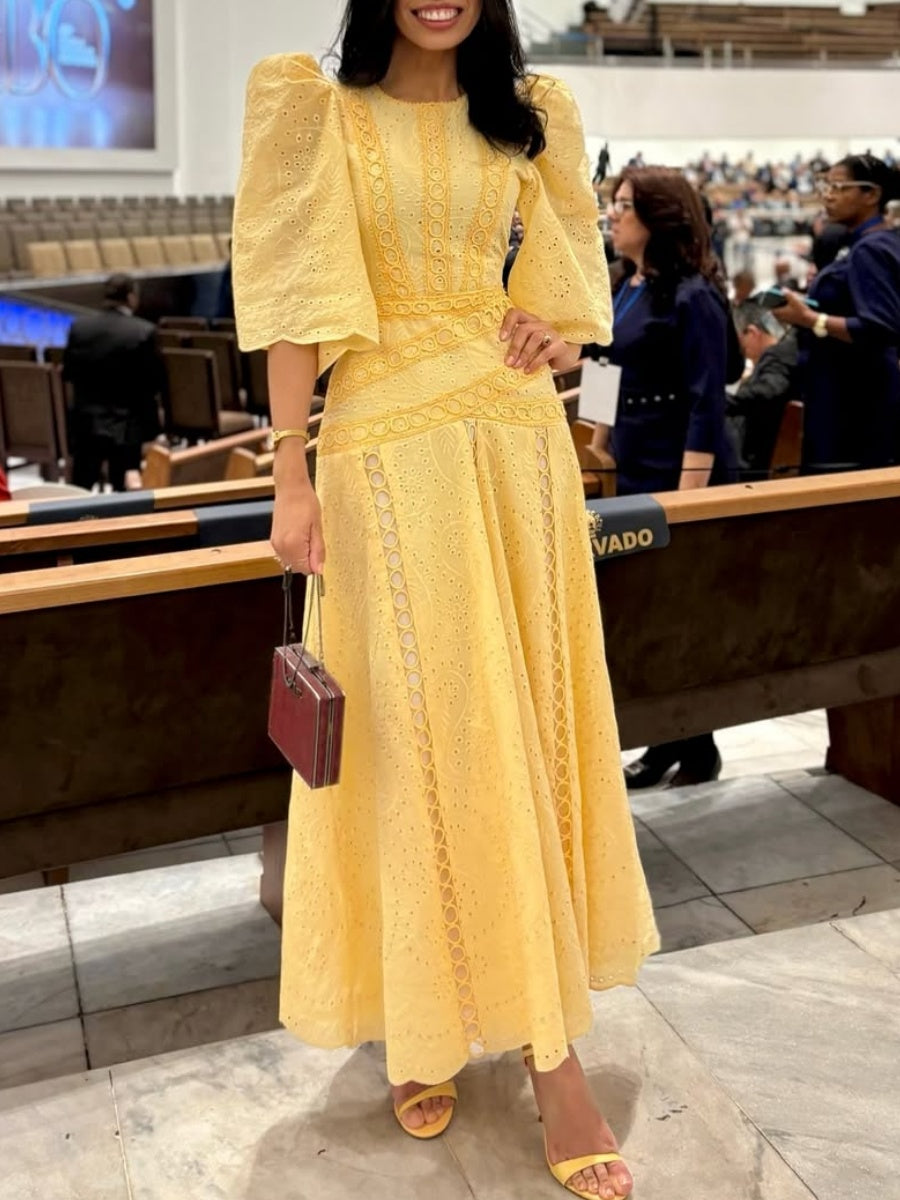 Yellow Embroidery Dress
