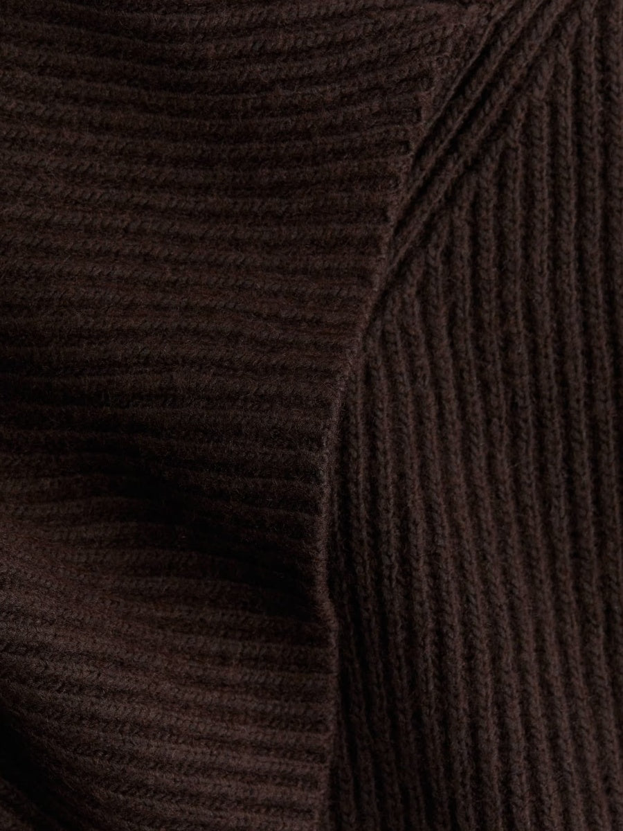 Rib-knit scarf-collar jumper