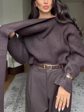 Rib-knit scarf-collar jumper