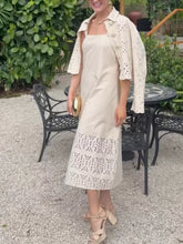 Beige Eyelet Jacket Dress Set