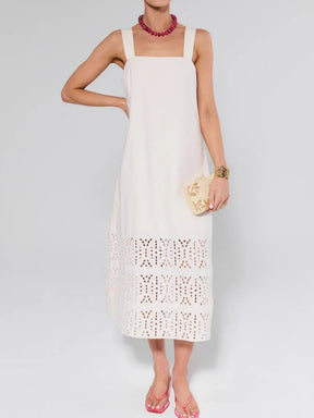 Beige Eyelet Jacket Dress Set