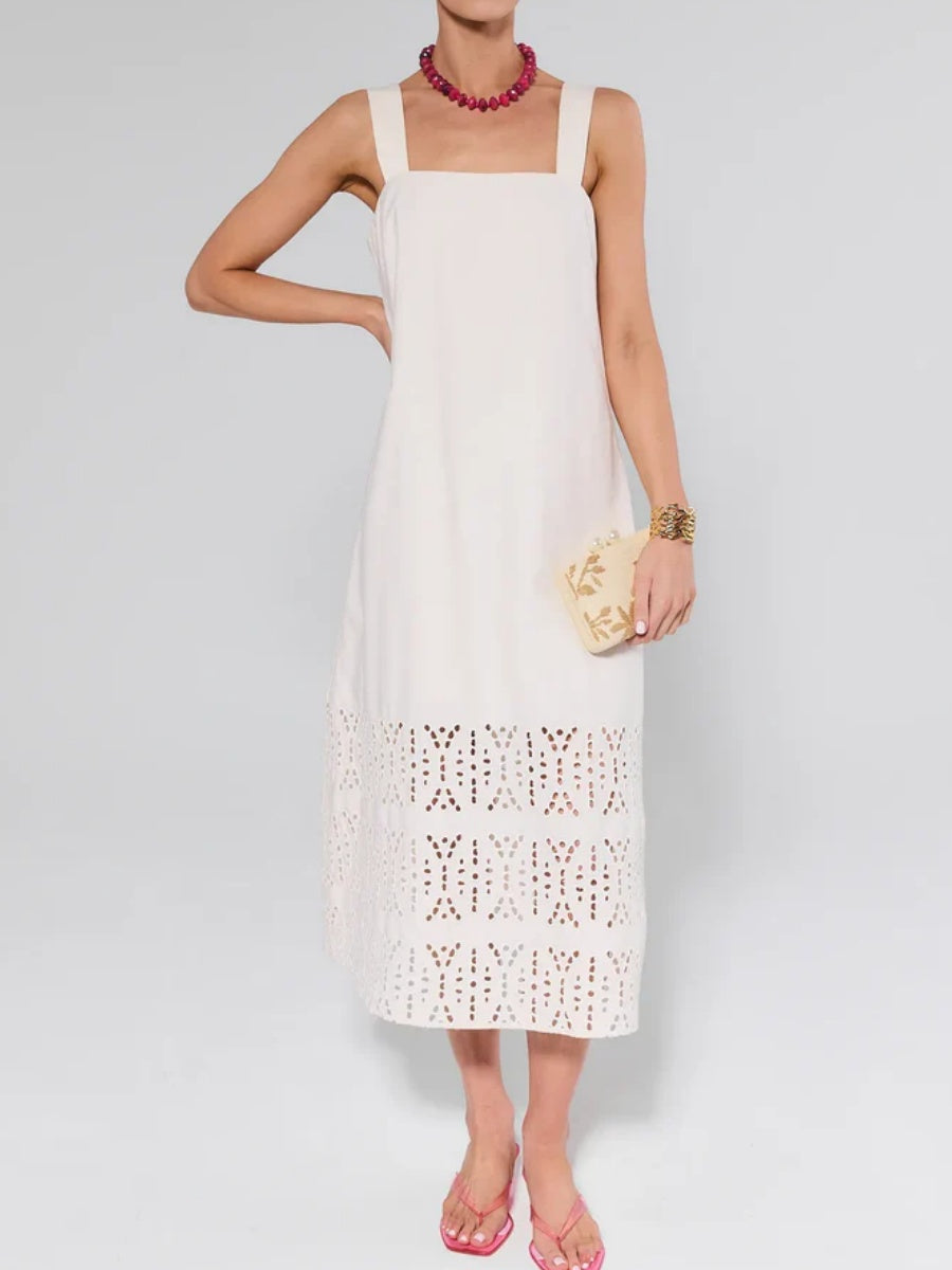 Beige Eyelet Jacket Dress Set