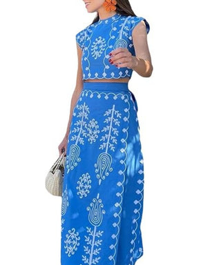 Crop Tank Top & Maxi Dress Set