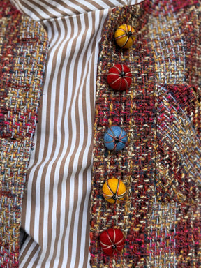 Burgundy and Taupe Plaid Jacket