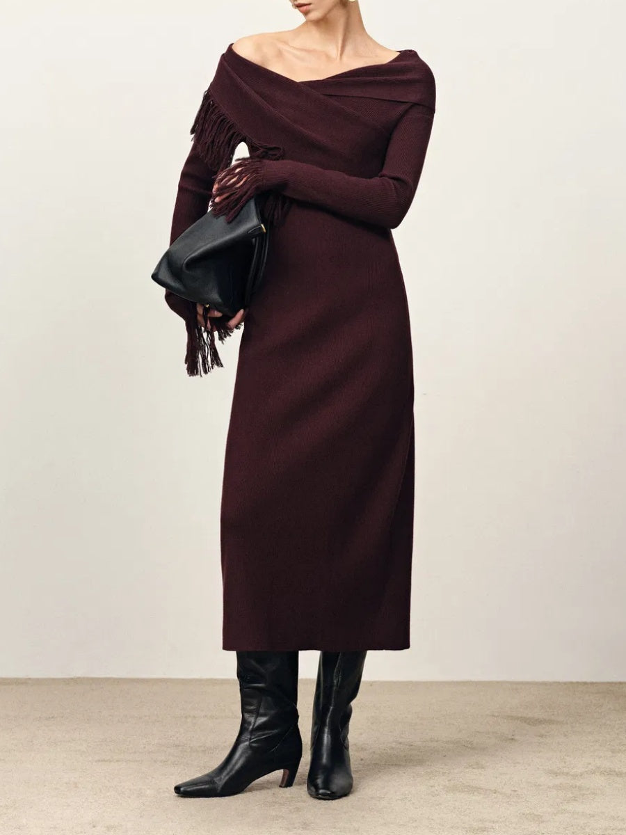 One Shoulder Asymmetric Fringe Dress