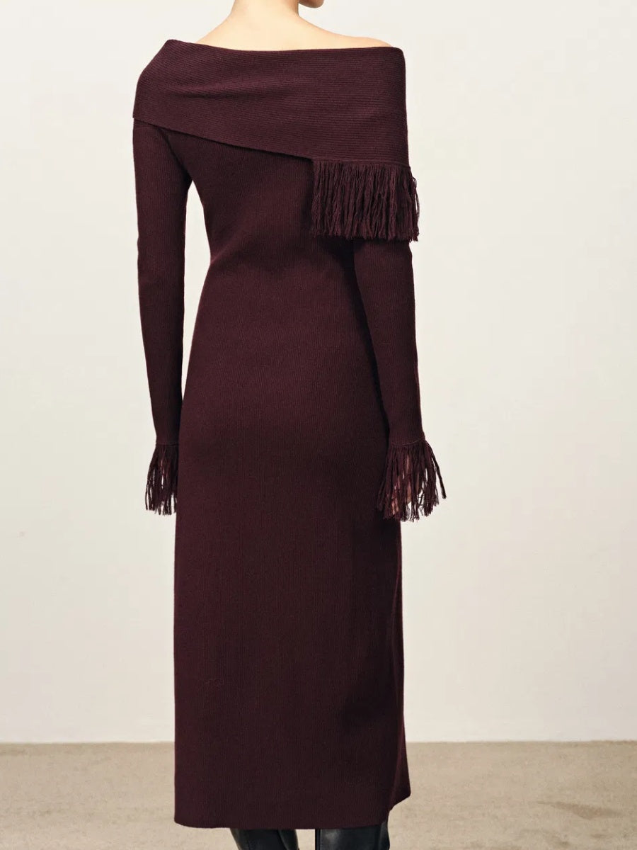 One Shoulder Asymmetric Fringe Dress