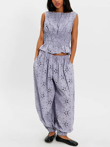 Eyelet Pant Set