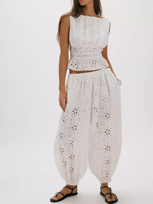 Eyelet Pant Set