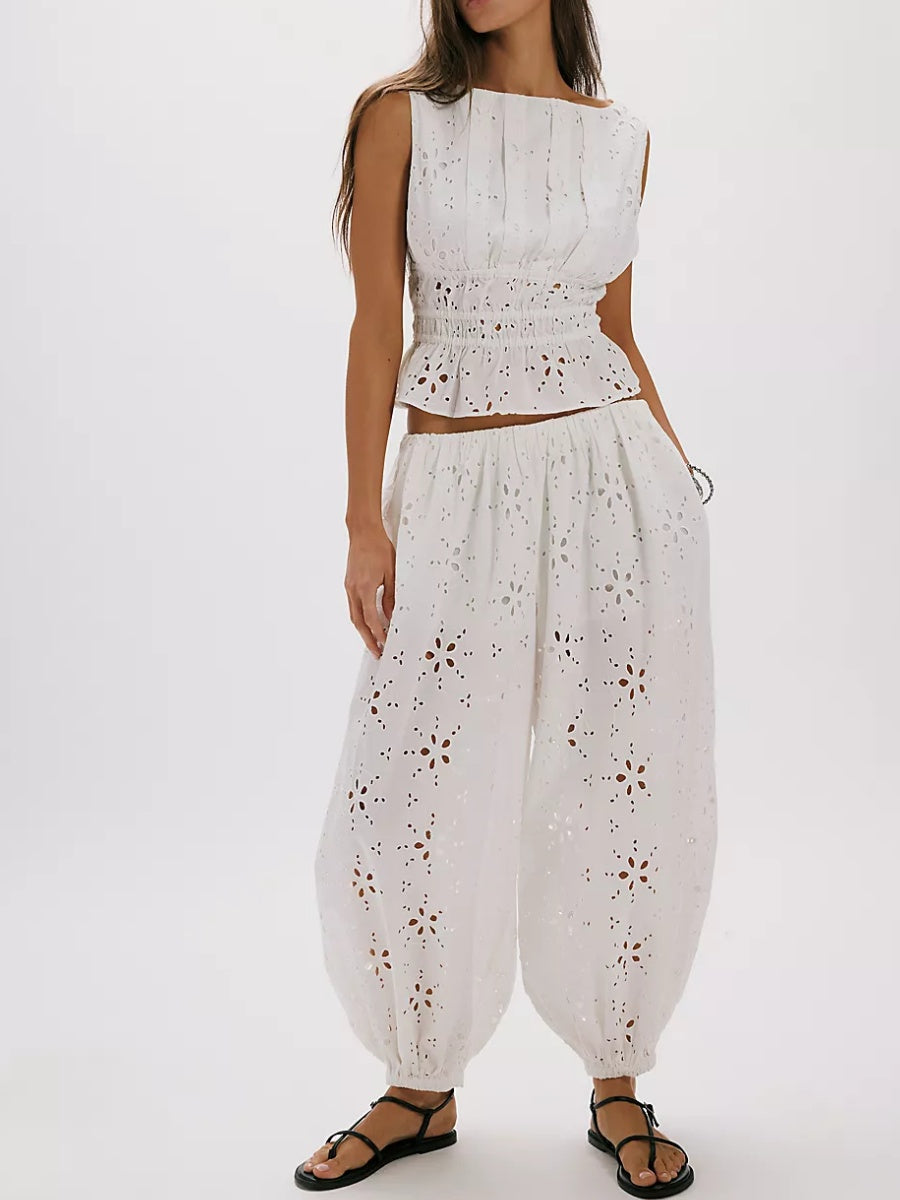 Eyelet Pant Set