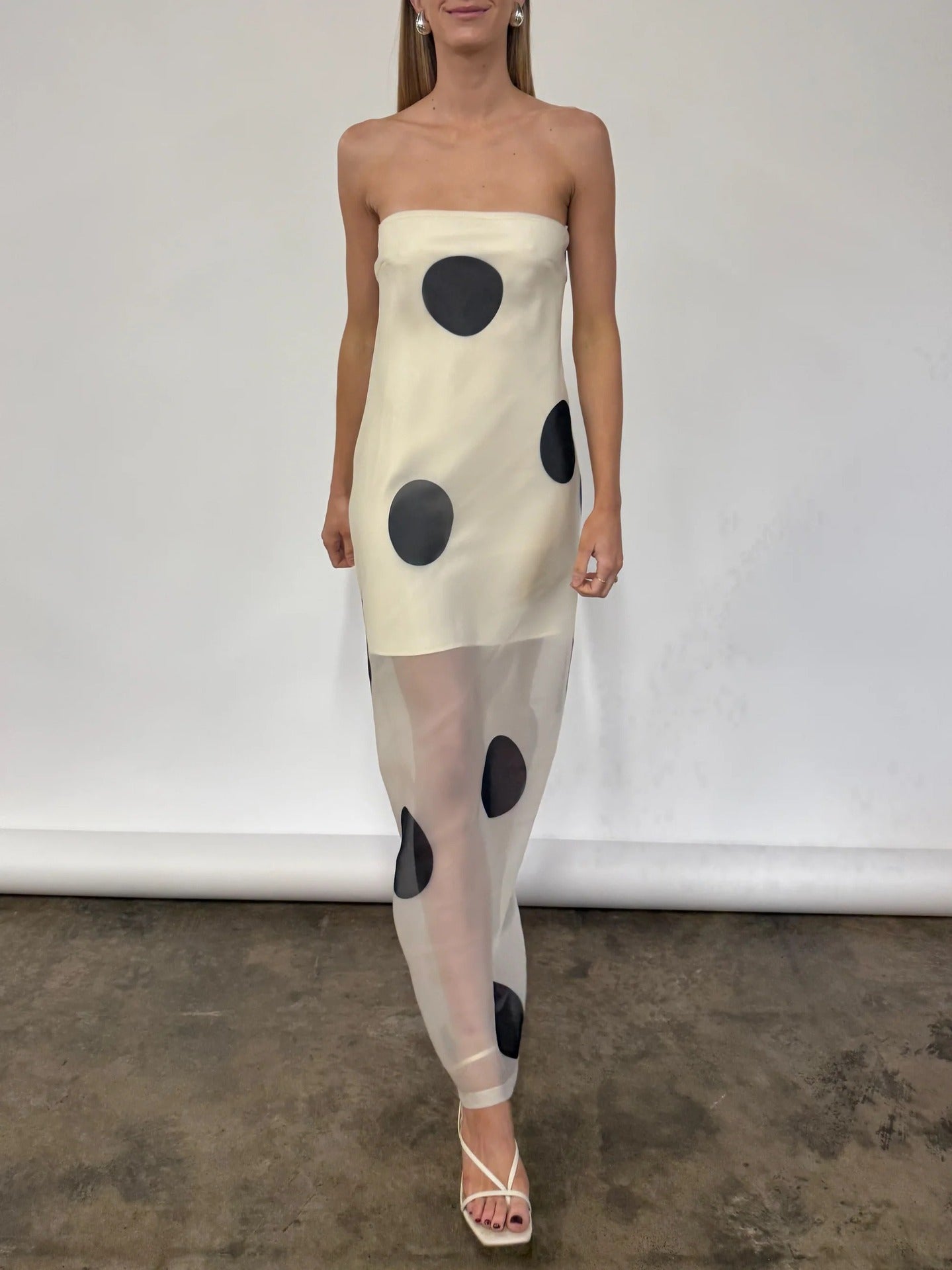 Polka Dot Strapless Dress