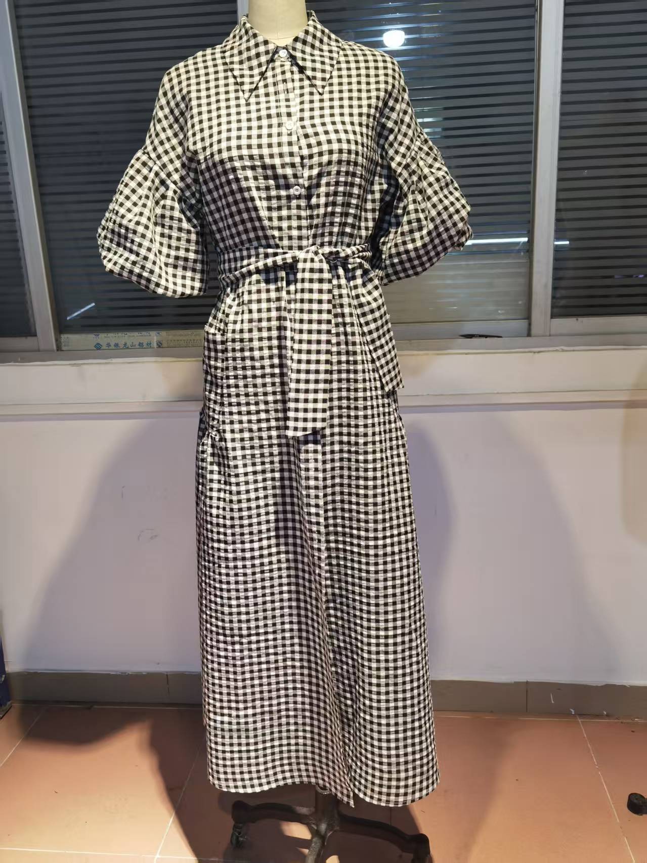 Plaid Casual Shirt Dress