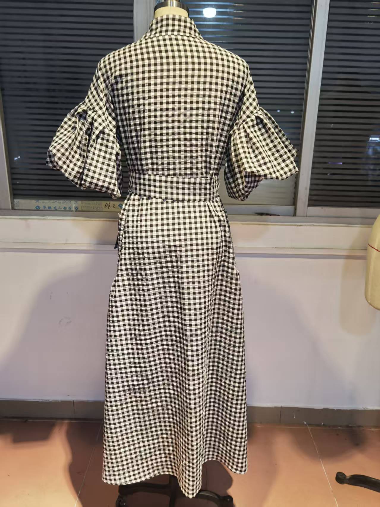 Plaid Casual Shirt Dress