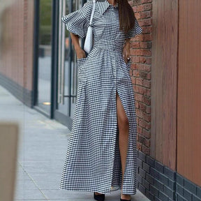 Plaid Casual Shirt Dress