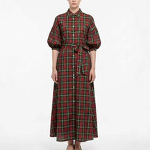 Plaid Casual Shirt Dress